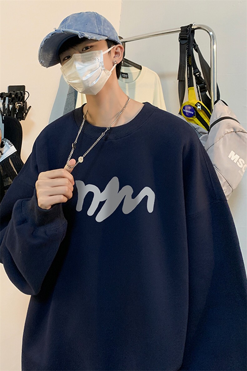 ！圆领卫衣男装港风长袖T恤男外套男WY127-P28,男装卫衣,电商B367