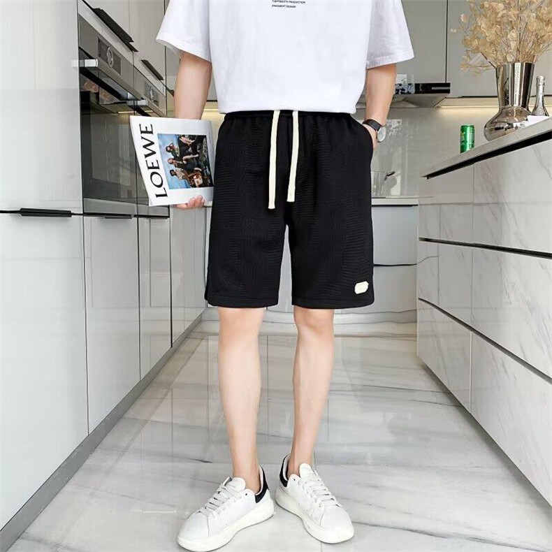 时尚短裤男夏季新款潮牌条纹提花休闲百搭直筒弹力宽松运动五分裤,男装牛仔裤,星座715-4