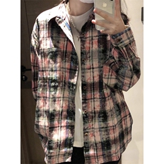【有货】粉色格子衬衫男女款vintage美式复古长袖衬衣C54LL-特P45，男装衬衫，星座1007（原301D）