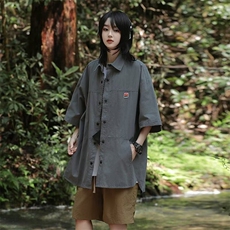 咖啡色衬衫男女短袖韩版潮流痞子帅气2024宽松ins外套CY901-P37，男装衬衫，星座412-2