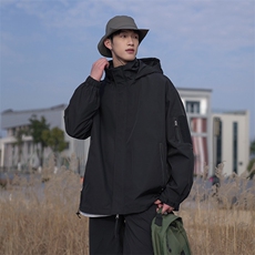 春季新款魔术贴连帽夹克潮流机能风百搭冲锋衣外套CYJK9235-P80，男装夹克，电商A128