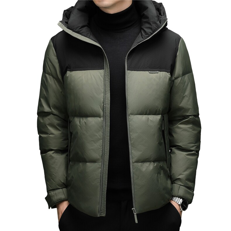 2025新款冬季男士连帽90%白鸭绒羽绒服夹克加厚休闲羽绒服外套,男装夹克,钱塘723