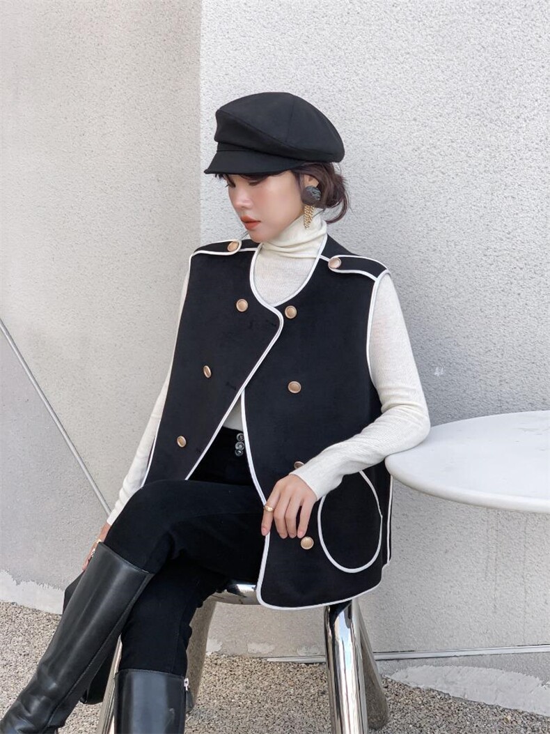 双面羊绒马甲，女装马甲，与跃