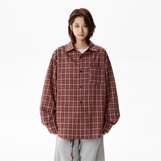 格子衬衫男春季复古老钱风衬衣宽松上衣外套女C61311-TP4588，男装衬衫，电商A102