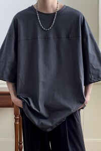 短袖男T恤设计感拼接小众上衣纯T大码T日系1016-1 T149 P33 K56图片