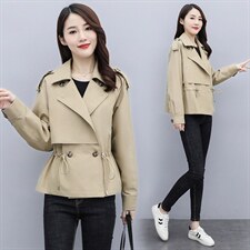 【现货】外套女2021春秋季卡其色韩版百搭小个子休闲宽松港风上衣，女装短外套，梦懿尔