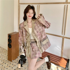 现货蕾丝拼接复合西装外套+短裙套装2C206-L758-P225-K368，女装套装/套裙，2C206