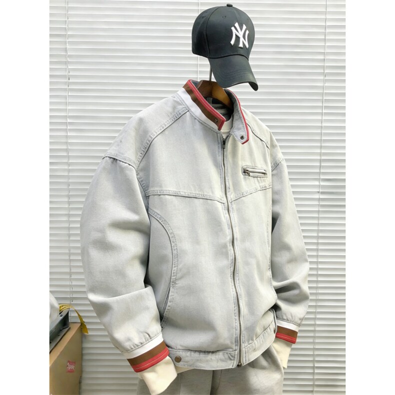 小众设计感水洗立领牛仔外套男女春秋季宽松百搭夹克潮K08964-P78,男装工装外套,星座308B-2