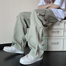 日系复古工装裤子男夏季潮牌宽松感多口袋休闲阔腿拖地裤F19/P40，男装工装外套，星座506