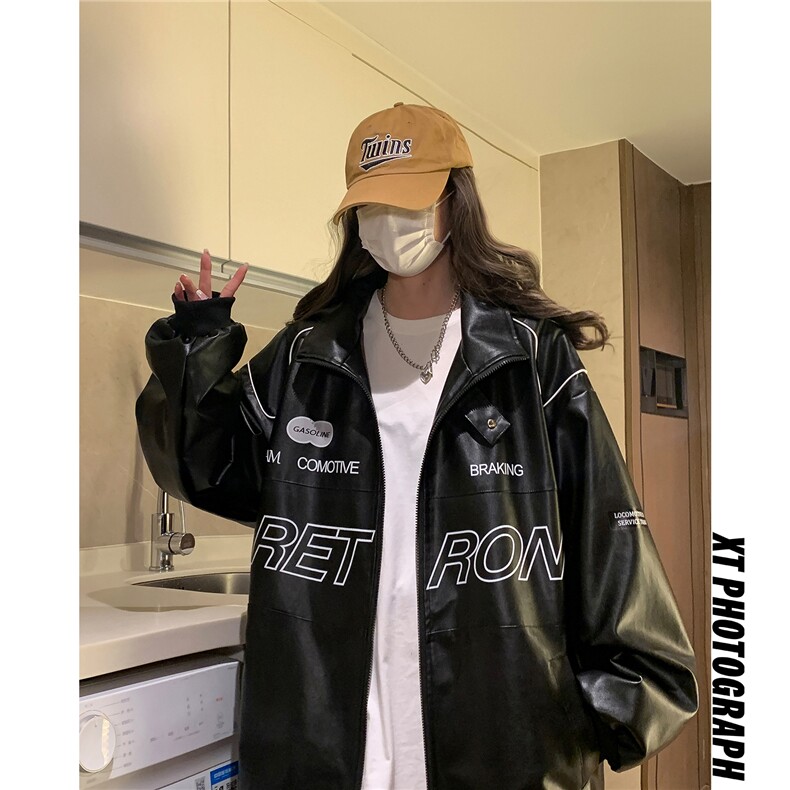 中性风秋装新款潮街头机车服元素印花宽松外套潮insD241-P108,男装工装外套,电商A335-1（原A458）