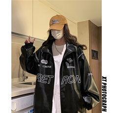 中性风秋装新款潮街头机车服元素印花宽松外套潮insD241-P108，男装工装外套，电商A335-1（原A458）