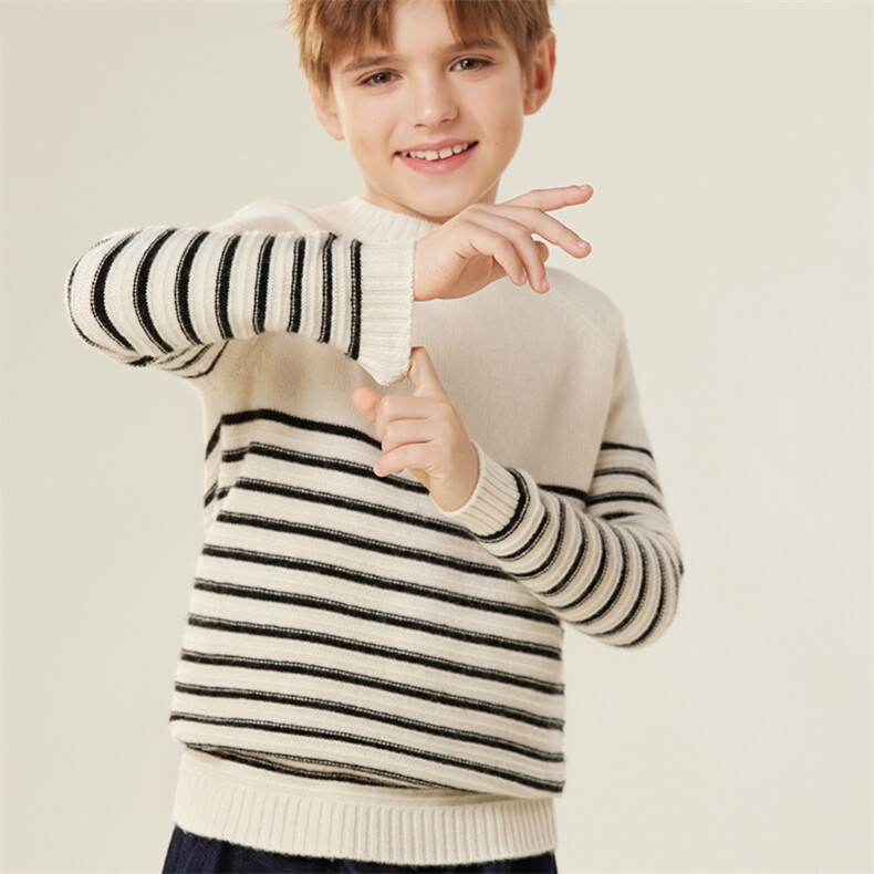 时尚童装条纹儿童羊绒衫柔软舒适秋冬保暖单品2025新款男女毛衣，童装儿童羊绒衫，跳跳羊儿童羊绒衫