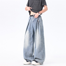 XZ-221-1/K1661/P58美式复古水洗做旧宽松阔腿垂感休闲牛仔裤，男装牛仔裤，星座221-1