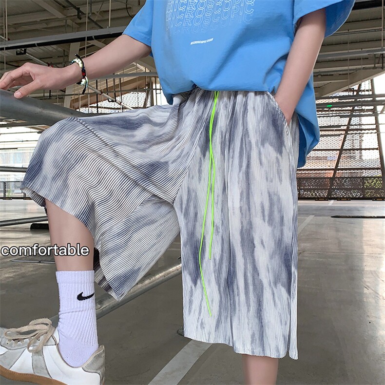 扎染设计感冰丝短裤休闲五分裤情侣夏季运动裤男8009-P40,男装休闲裤,电商A059