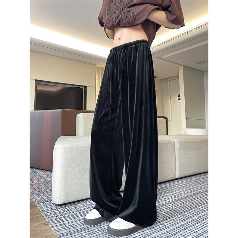 8XL-M加绒美拉德宽松金丝绒阔腿裤垂感拖地裤K993P55加绒65控78,男装休闲裤,电商D206-1