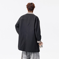 潮流宽松老钱风千鸟格撞色风衣A161-MT-2600-P92，男装风衣，电商A161