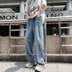 夏季新款水洗直筒百搭牛仔裤男设计感宽松阔腿裤现货K7984-P48，男装牛仔裤，星座512-3
