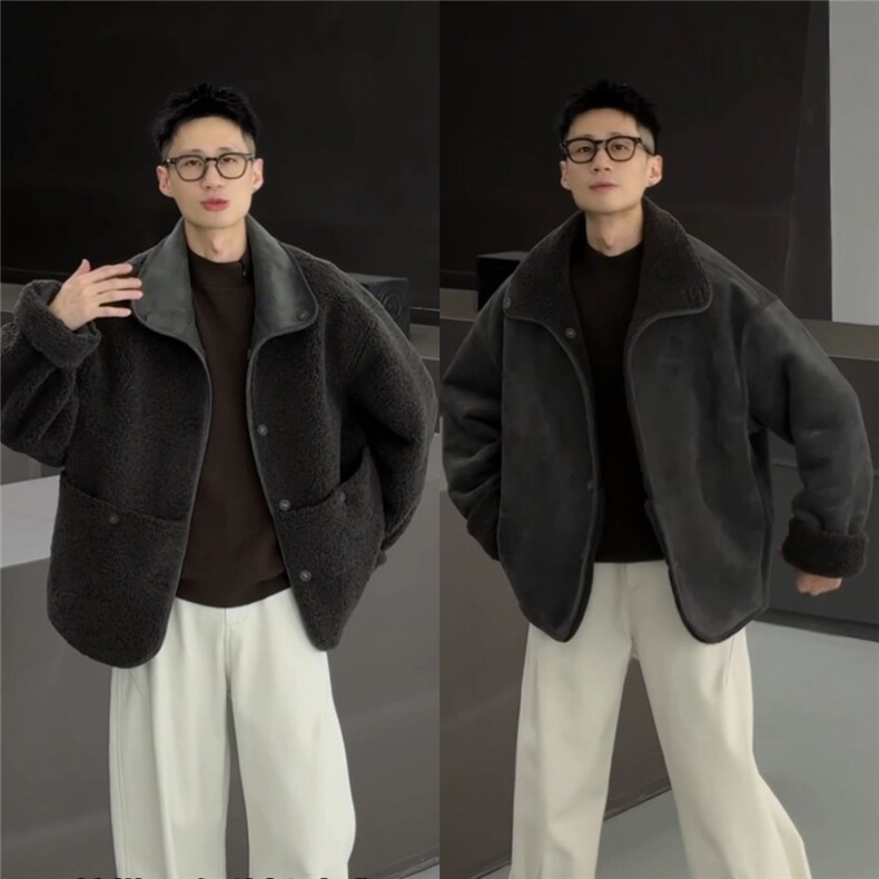 双面穿皮毛一体麂皮绒夹克外套JK919P128,男装夹克,星座908