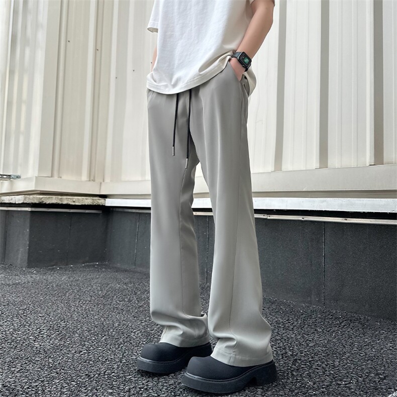 2024夏季新款外景大码高街微喇拼接冰丝西裤M-5XHK24309-P35，男装西裤，电商A022