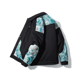 1日系白底刺绣拼接棉衣男夹克棉服男外套男8706P115控158图片