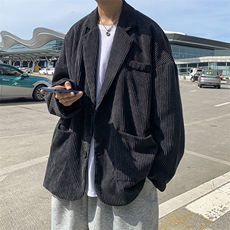 现货港风宽松休闲灯芯绒男装四季款西装外套上衣小西服DM168-P70，男装西服套装，电商D321-1