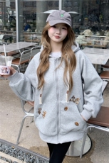 现货2026春秋季连帽外套女针织撞色可爱风学生休闲百搭外，女装卫衣/绒衫，网红馆