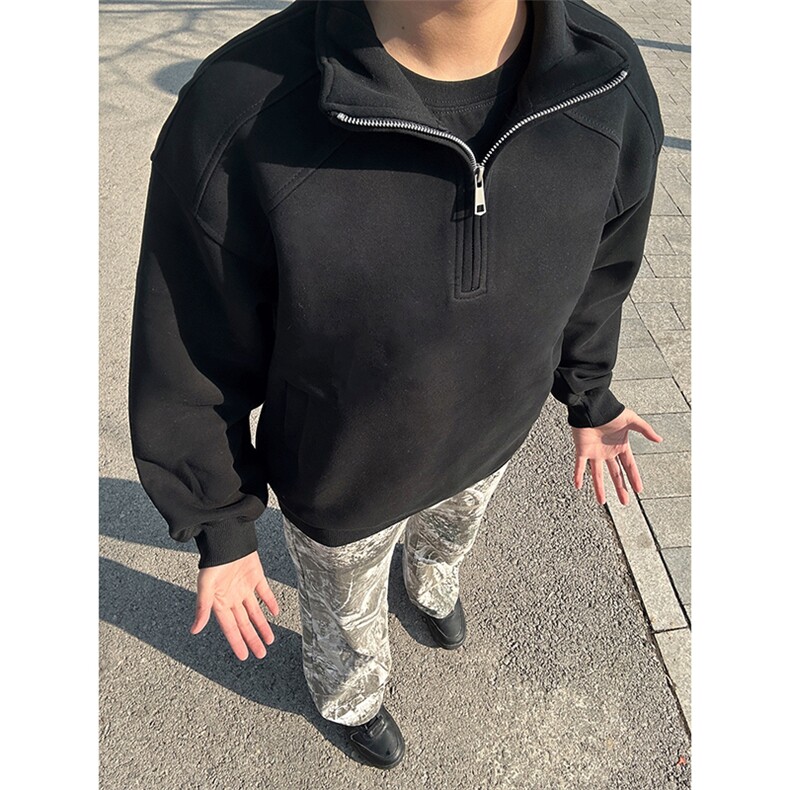 抖音得物品质二开26春装美式高阶结构半拉链立领卫衣外套W91,女装短外套,电商A486