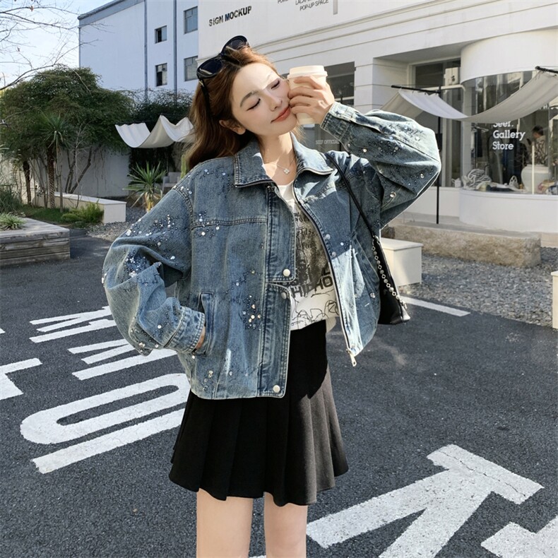 现货春季休闲刺绣工艺亮片牛仔外套2C098-2605P175K288,女装短外套,2C098
