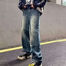 渐变色裤子ins高街潮ins秋冬阔腿牛仔裤男款宽松直筒老爹裤，男装牛仔裤，星座1210-1