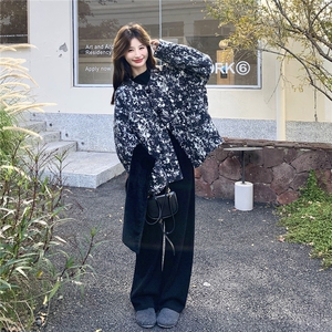 现货：冬季新款新中式印花高级感风圆领羽绒服（90白鸭绒）图片