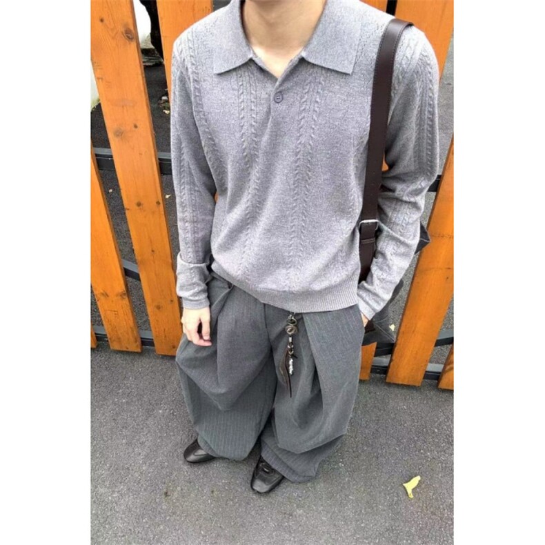 新款POLO领针织衫秋季新款毛衣上衣翻领宽松显瘦毛衫LD5777-p56,男装Polo衫,星座1008