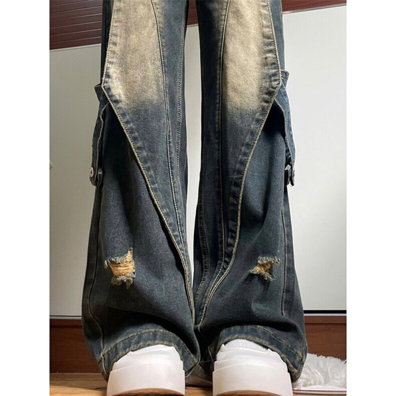 AK2306-P56美式高街复古高腰牛仔裤女夏季宽松直筒阔腿裤,女装休闲裤,星座617A-2