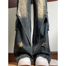 AK2306-P56美式高街复古高腰牛仔裤女夏季宽松直筒阔腿裤，女装休闲裤，星座617A-2