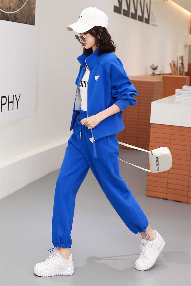 2022年春装新款克莱因蓝休闲运动服卫衣套装女网红两件套,女装套装/套裙,瑶迪依秀