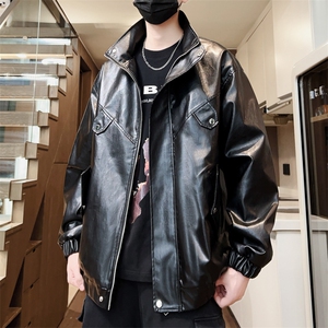 立领机车皮夹克男秋季皮衣情侣外套个性青年A266-PY008-P75控138图片