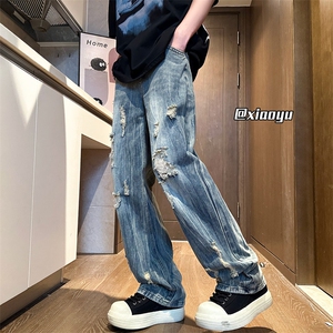 XZ616 夏季新款破洞牛仔裤休闲九分裤 TY2489 P65控78图片