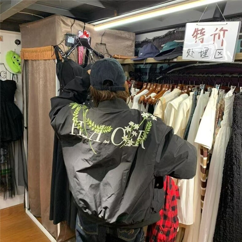 复古街头花卉刺绣春秋款夹克潮牌棒球男女vintage情侣外套,男装夹克,星座1210-1