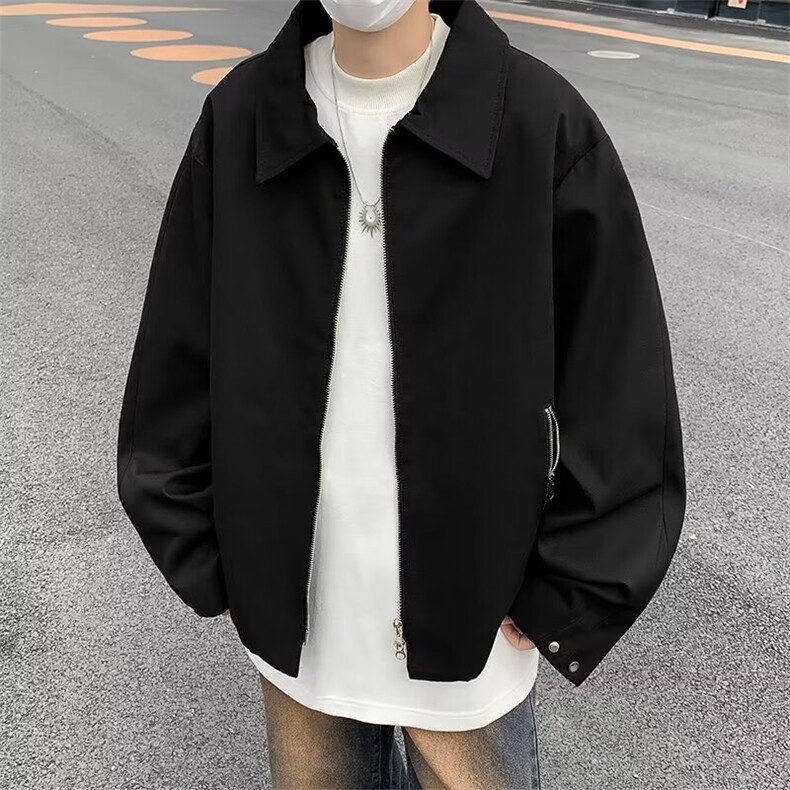 潮牌底特律设计感双拉链工装夹克男短款美式高街外套春秋 JY138图片