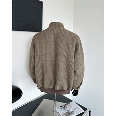 外套男高级感美式复古春秋款潮牌格子立领工装夹克JK08351-P70，男装夹克，星座308B-2