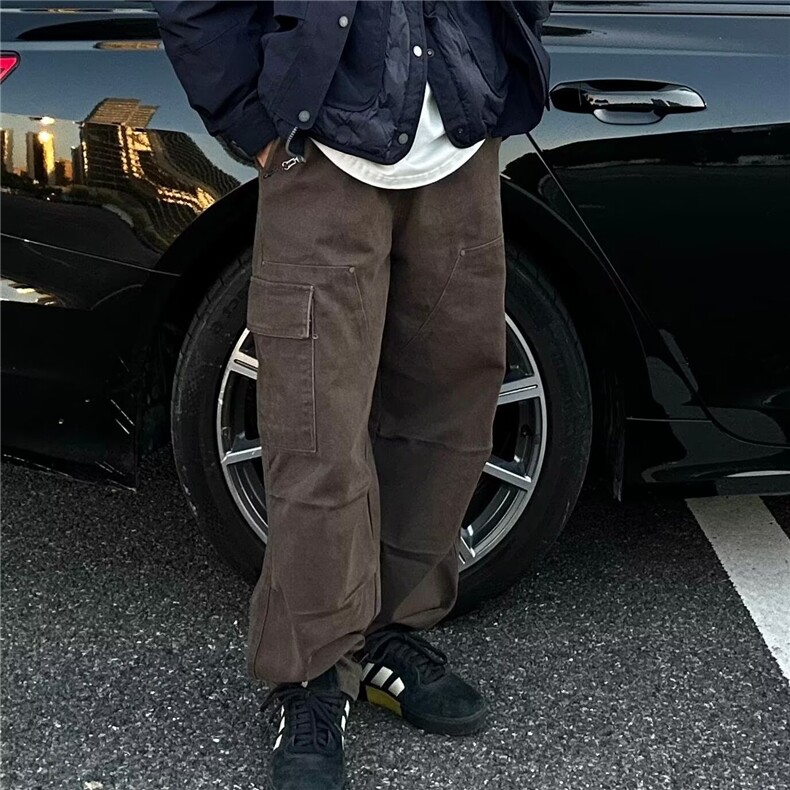 加绒工装裤子男秋冬季2025新款直筒伞兵加厚男生冲锋休闲长裤,男装工装外套,星座506A