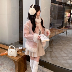 现货主推皮毛一体加厚粉色翻领210-6361-P195-K288，女装羊羔毛/颗粒绒，浙宝210（原浙宝191）