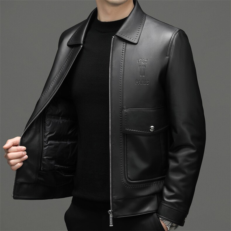 22086冬季新款海宁真皮羽绒服男绵羊皮外套可脱卸内胆鹅绒服P900,男装羽绒服,电商B360A（原721A）
