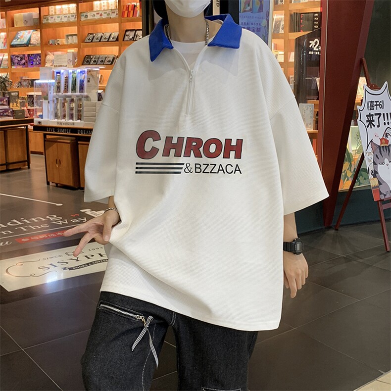 polo衫短袖男潮牌潮流百搭ins衣服夏季宽松美式日系t恤PL0375-P30,男装Polo衫,星座308B-1