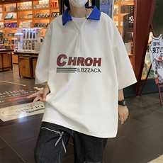 polo衫短袖男潮牌潮流百搭ins衣服夏季宽松美式日系t恤PL0375-P30，男装Polo衫，星座308B-1