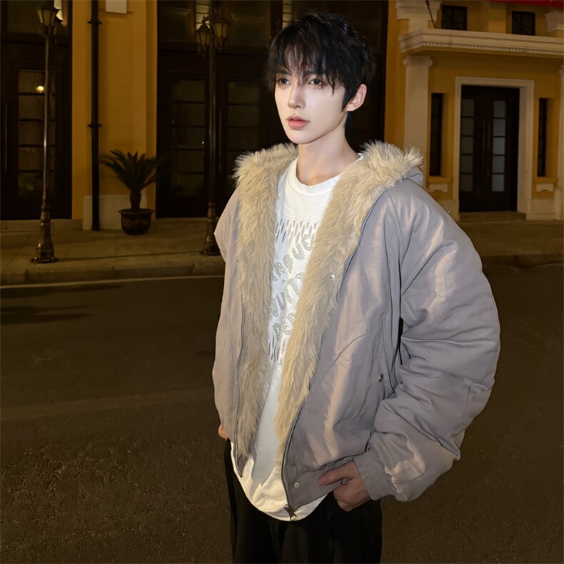 （自家图）毛领连帽棉服外套男女保暖小众设计感棉衣潮3007-P125,男装棉衣,星座910-5
