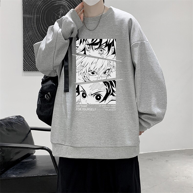 华夫格卫衣圆领卫衣男大码长袖t恤男外套HW76176-P30加绒款-P40,男装卫衣,电商A040