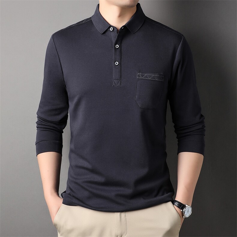 AG2609钱塘2020-3Z中青年男士春季翻领长袖休闲T桖打底P55图片