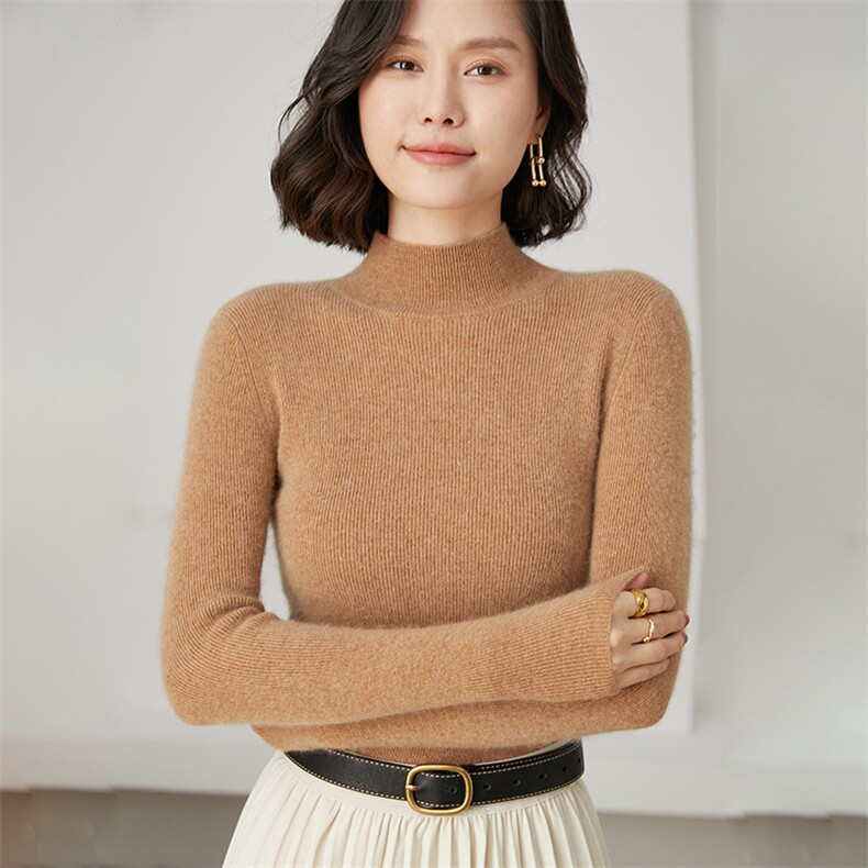 秋季新款修身内搭长袖打底针织衫短款羊毛衫,女装羊毛衫,耀日羊绒