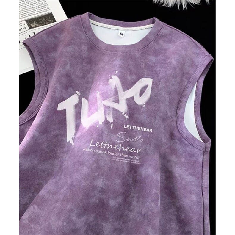 扎染无袖背心男夏季新款ins简约坎肩T恤休闲宽松潮流印花TD688，男装背心/马甲，星座1116A（原606A-3）