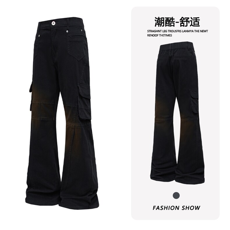 B221 美式ins高街暗黑修身微喇迷彩弹力牛仔裤LK25462-特P45控78图片